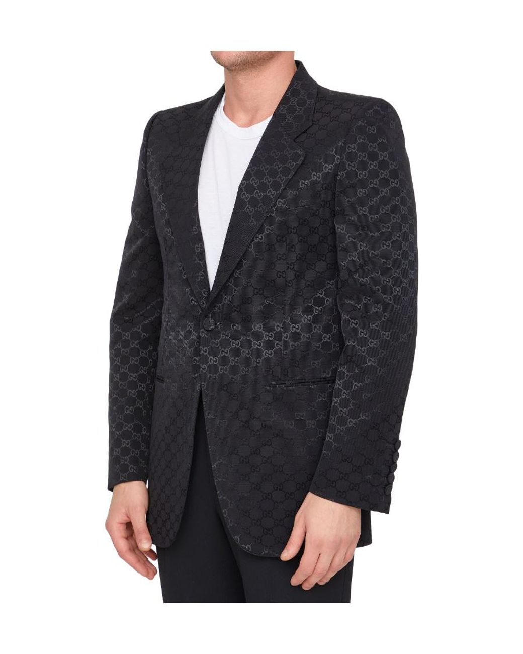 Gucci Black Gg Cotton Viscose Formal Jacket for men
