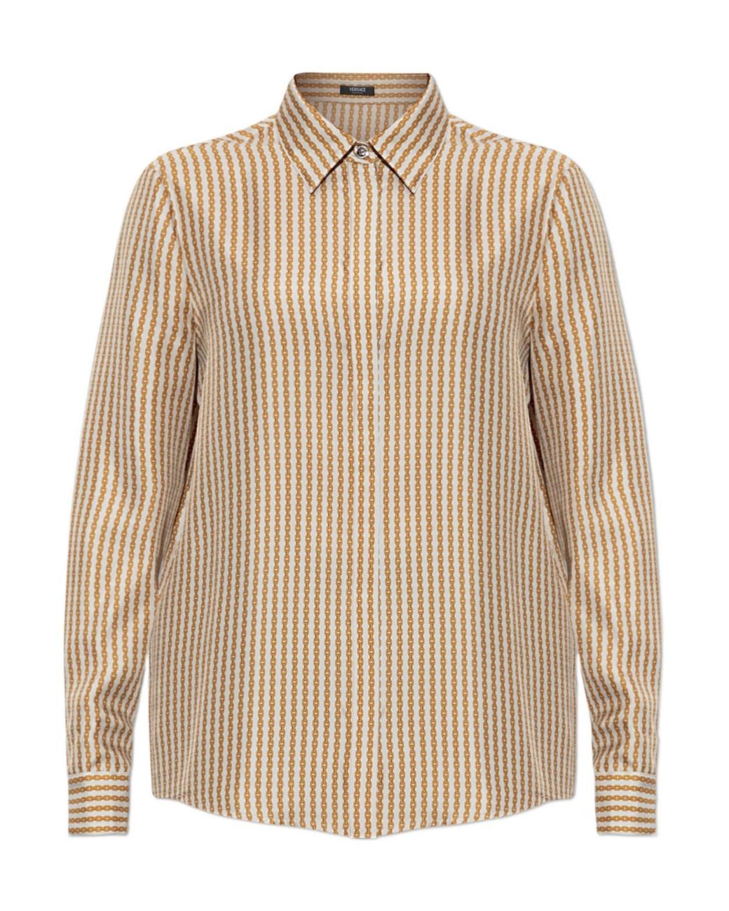 Versace Natural Chain-Printed Long-Sleeved Shirt