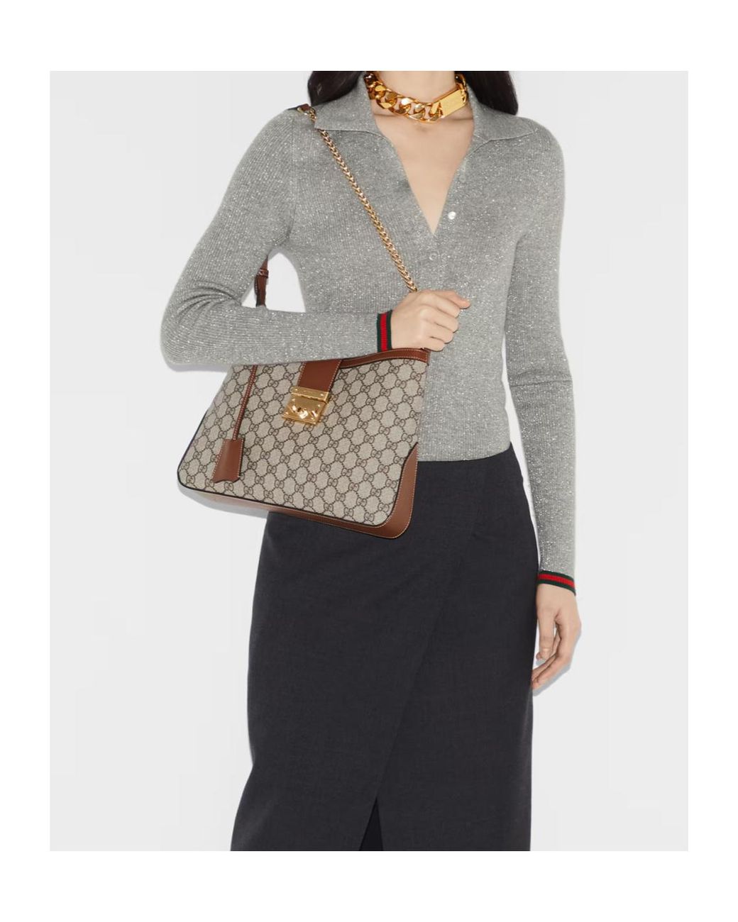 Gucci Brown Large Padlock Shoulder Bag