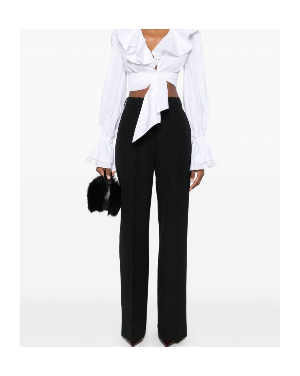 Balmain Black Tailored Grain De Poudre Trousers