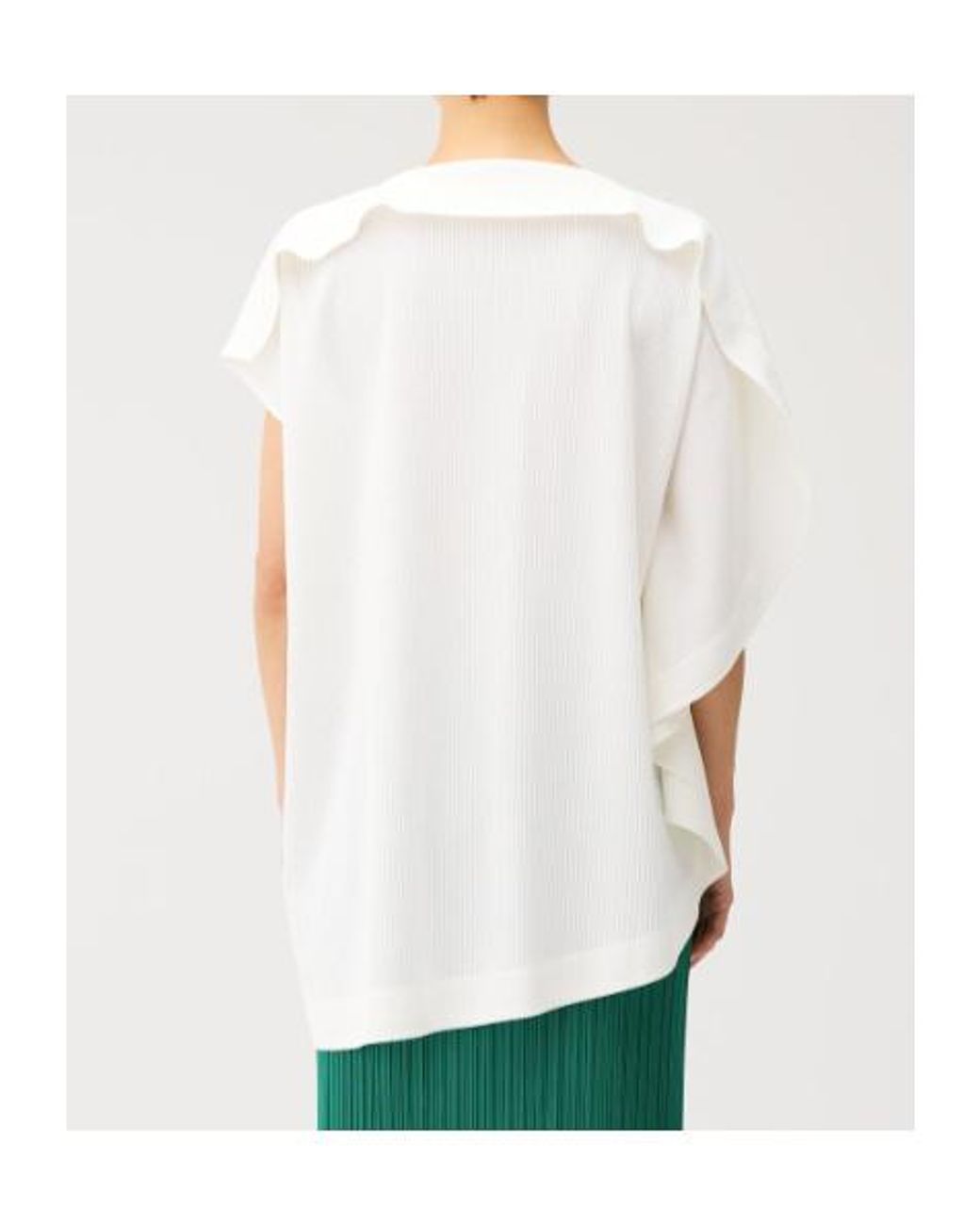 Pleats Please Issey Miyake White A-Poc Asymmetric Top