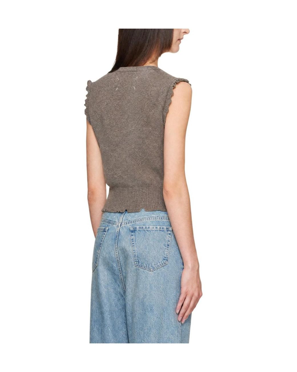 Maison Margiela Brown Distressed V-Neck Vest