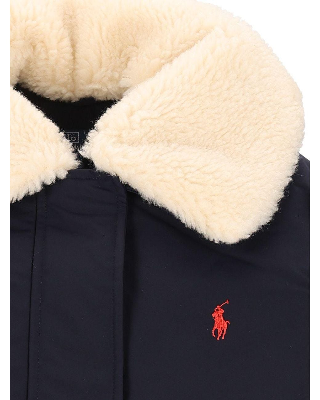 Polo Ralph Lauren Blue Padded Jacket With Fleece Collar