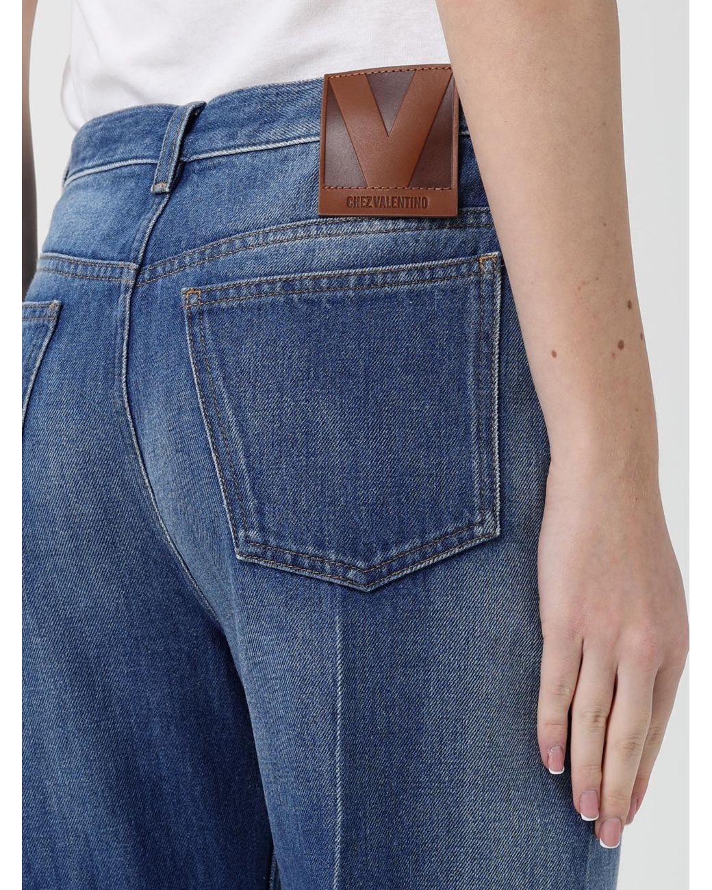 Valentino Blue Logo Patch Straight-Leg Jeans