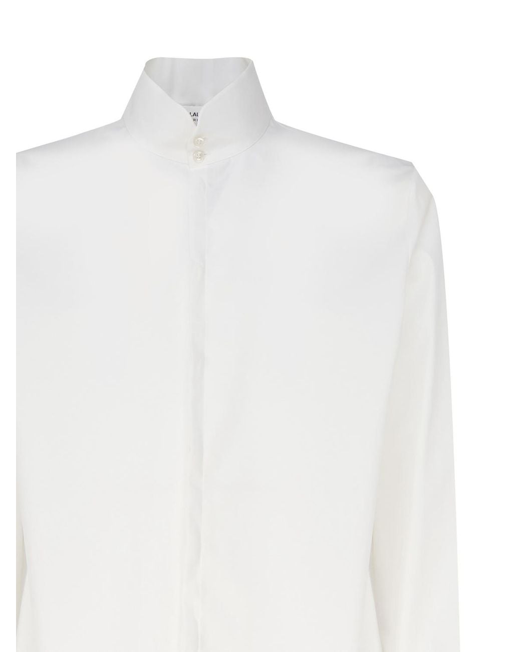 Saint Laurent White Button Detailed Long-Sleeved Shirt for men