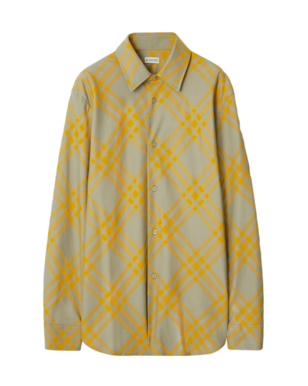 Burberry Yellow Checked Long-Sleeved Shirt for men