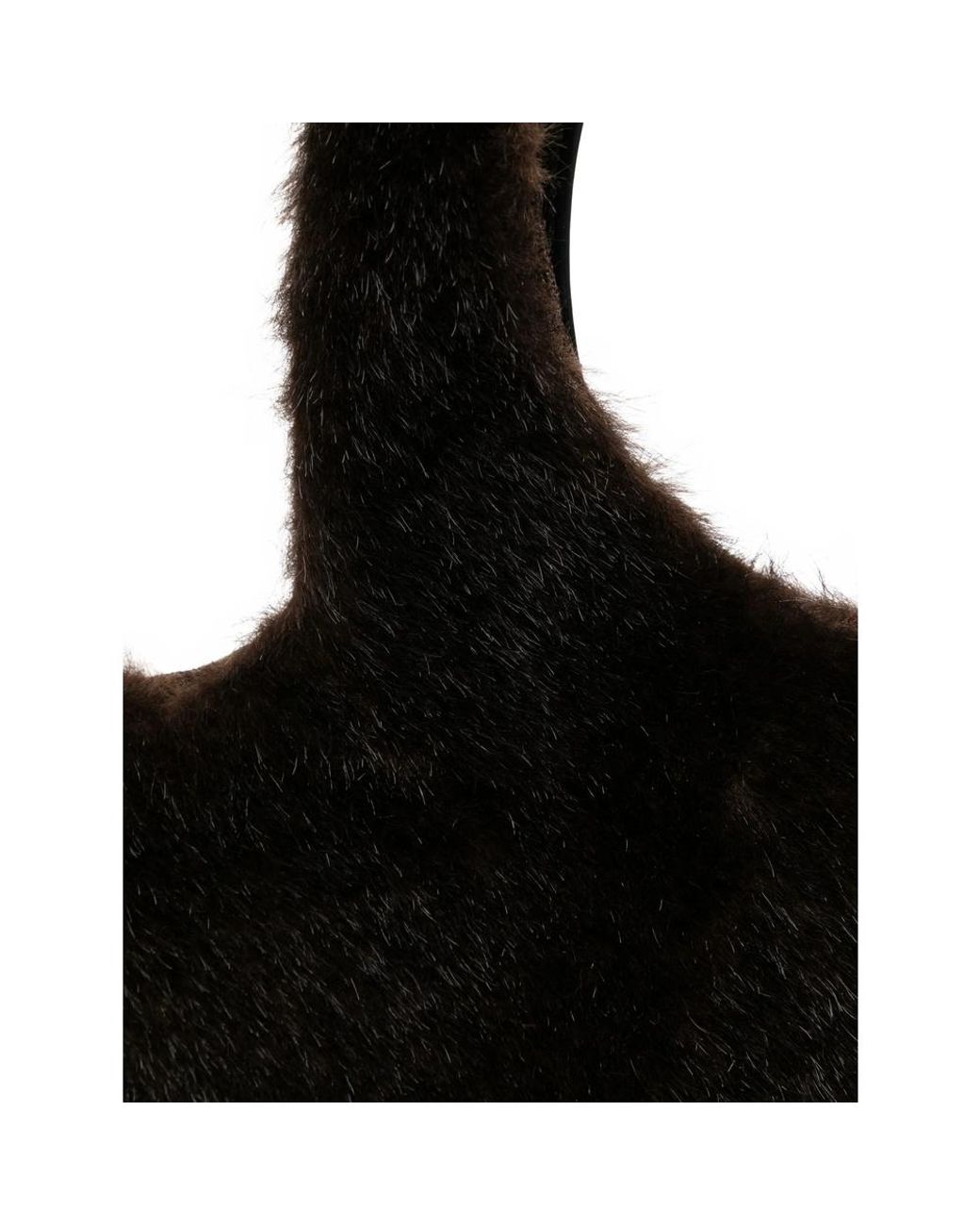 Coperni Black Heart-Shaped Open Top Fur Tote Bag