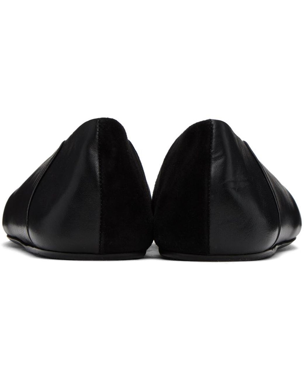 Jil Sander Black Square-Toe Slip-On Ballerina Shoes