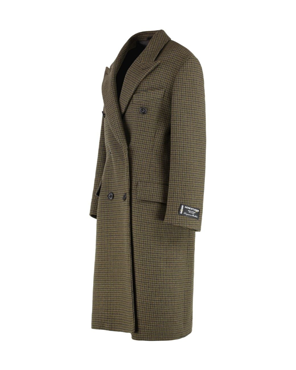 Acne Green Double Breasted Logo Patch Coat