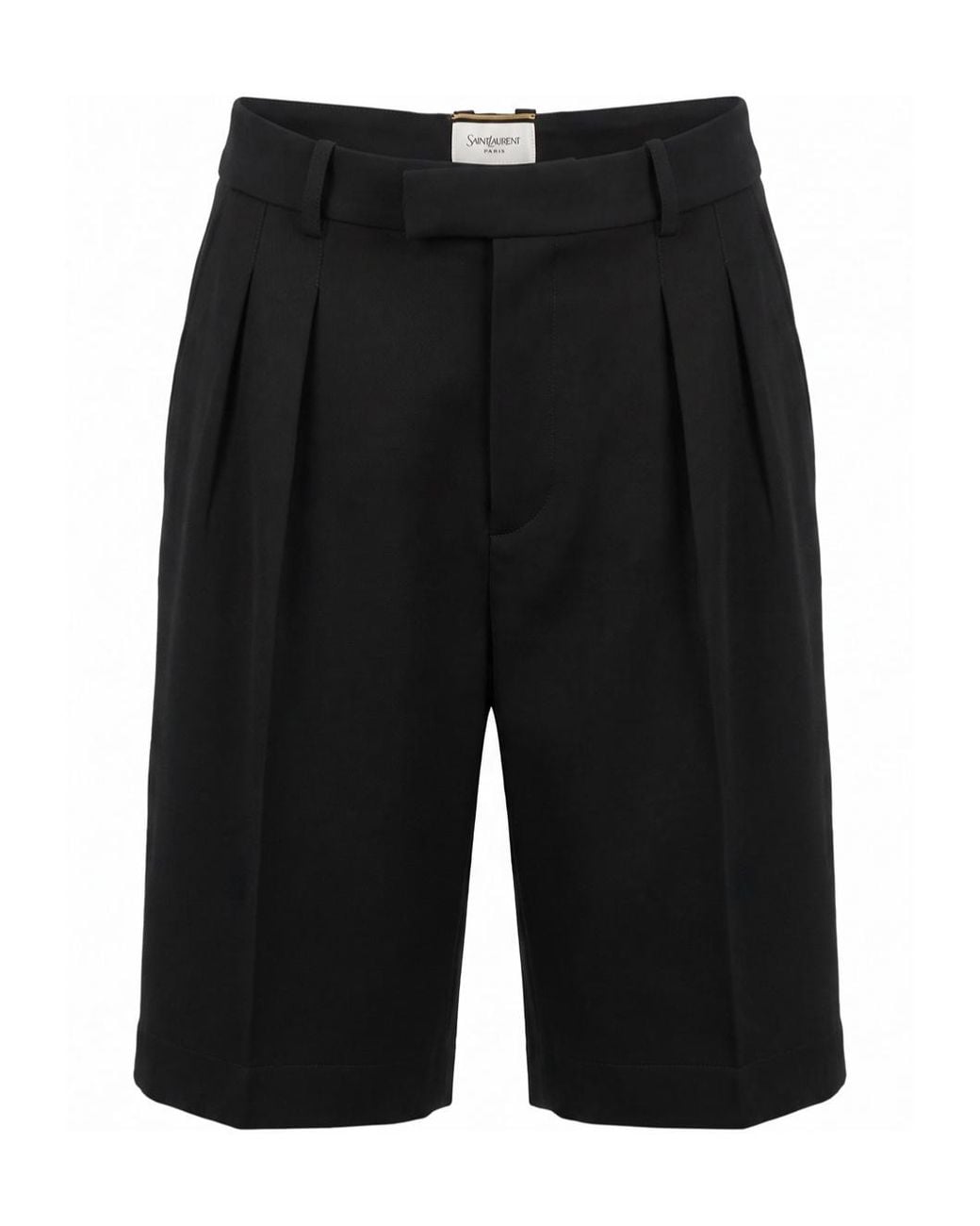 Saint Laurent Black Pleated Bermuda Shorts