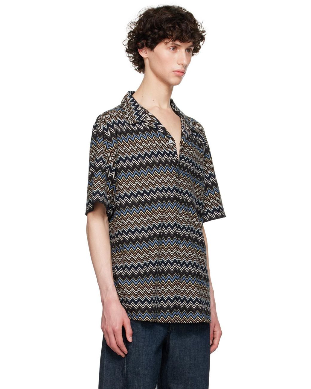 Missoni Black Zigzag Bowling Shirt for men