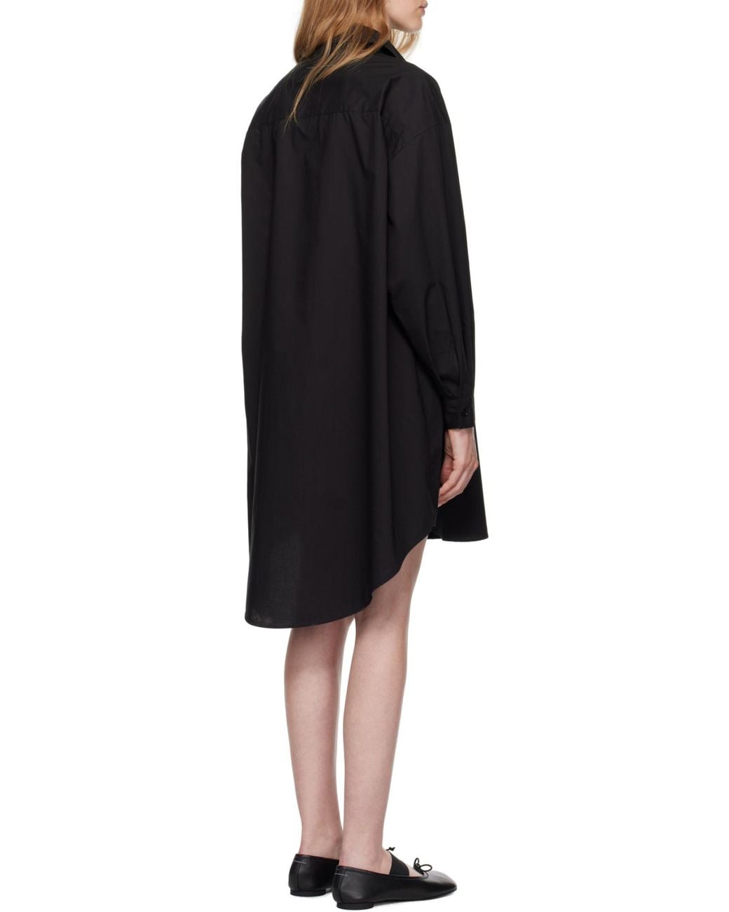 MM6 by Maison Margiela Black Poplin Shirt Dress