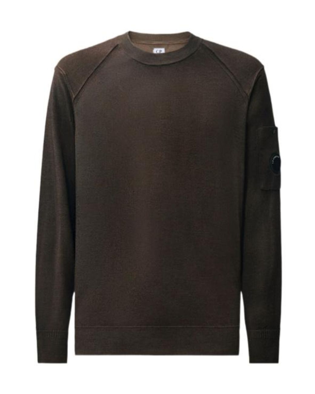 C P Company Black Merino Wool Re-Colour Lens Crewneck Sweater for men