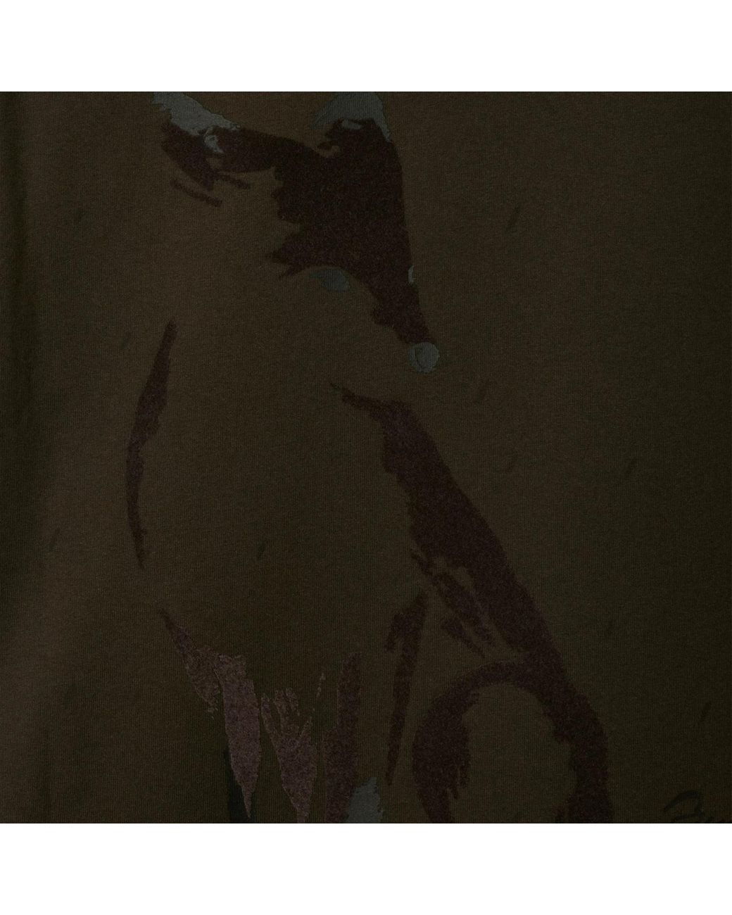 Burberry Green Fox-Print Cotton T-Shirt for men
