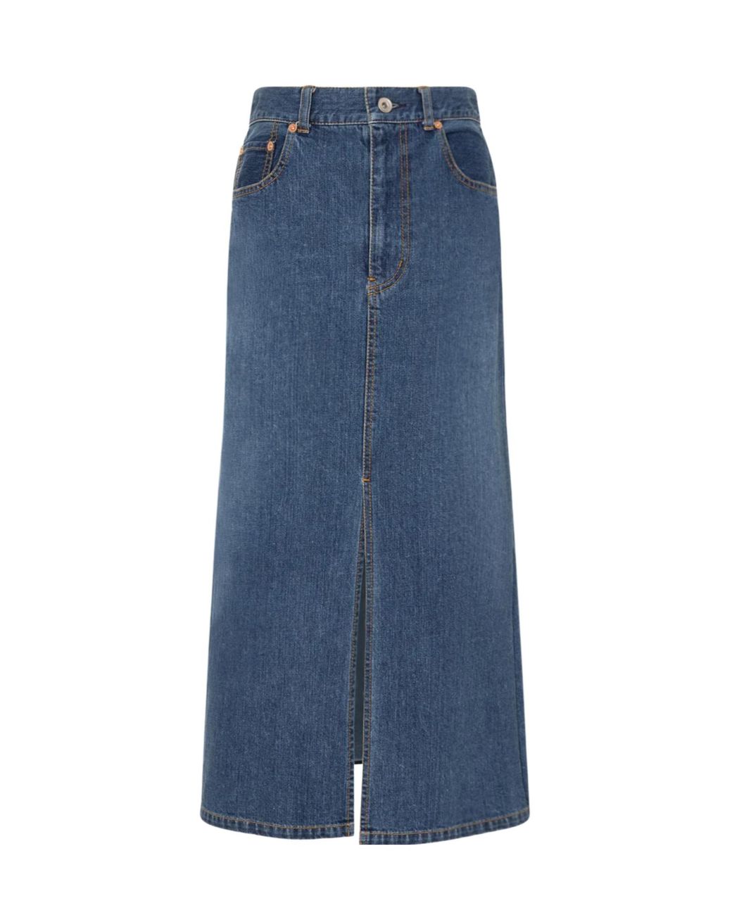 Sacai Blue Pleated Denim Skirt