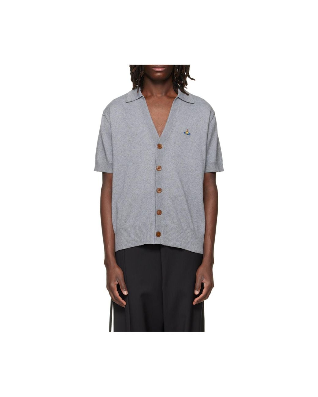 Vivienne Westwood Gray Short-Sleeve Button Cardigan for men