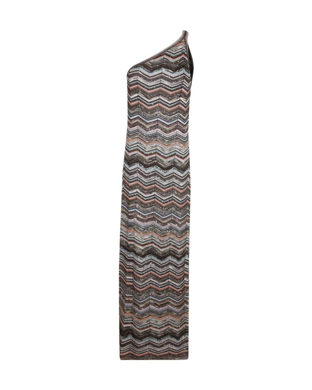 Missoni White Sequin-Embellished Zigzag-Knit Dress