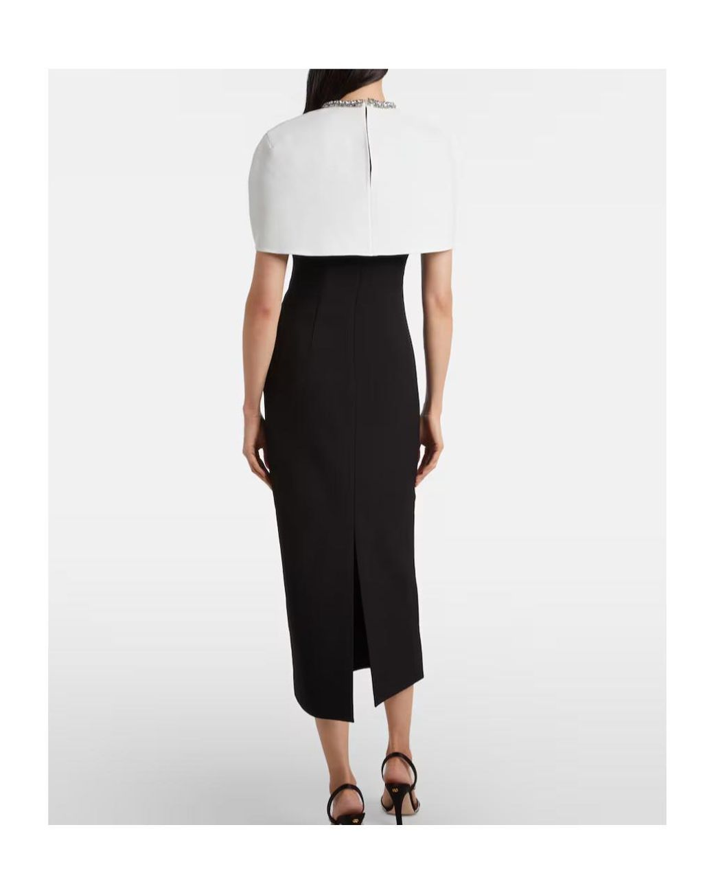 Roland Mouret Black Crystal-Embellished Crepe Cocktail Dress