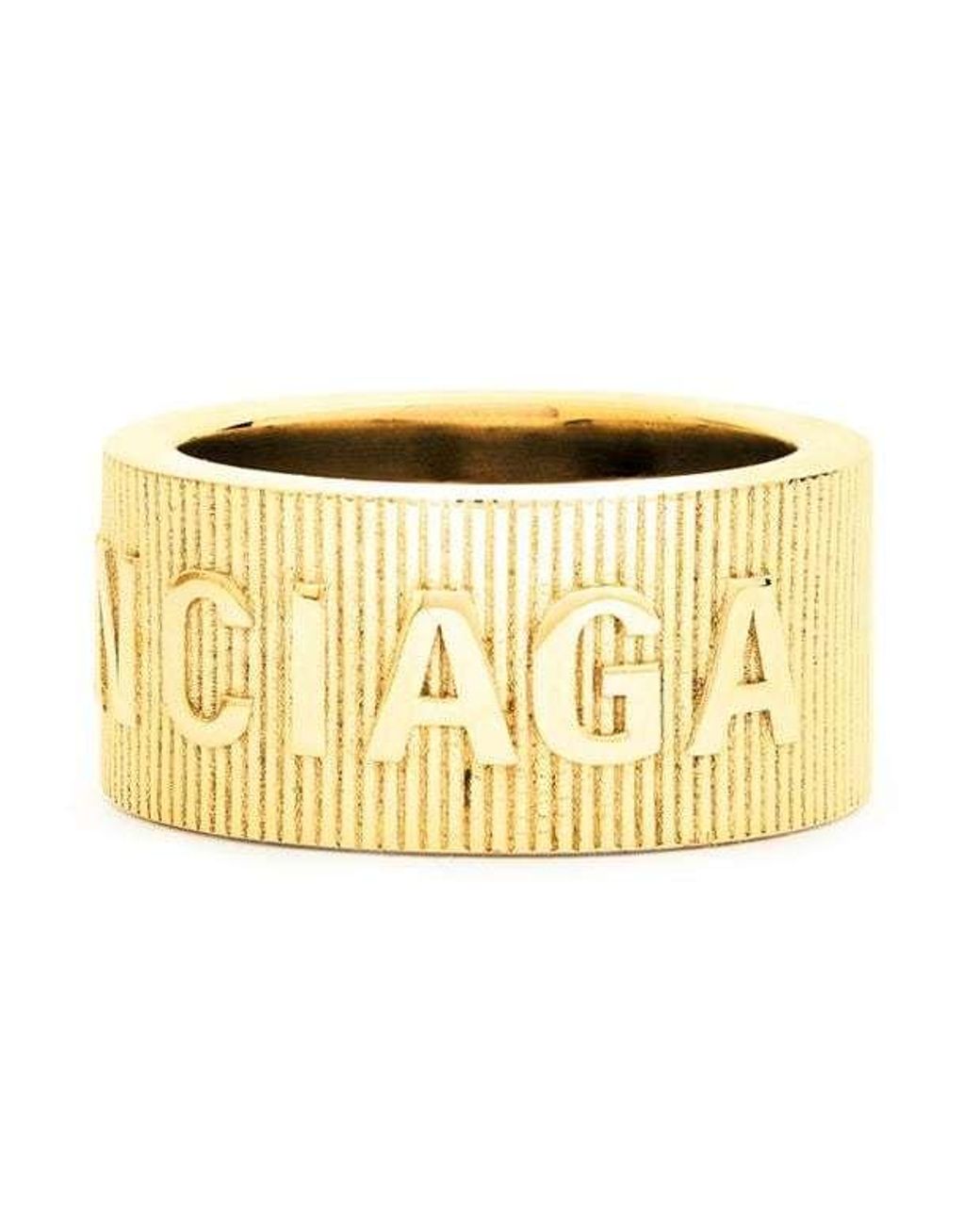 Balenciaga Metallic Logo Ring for men