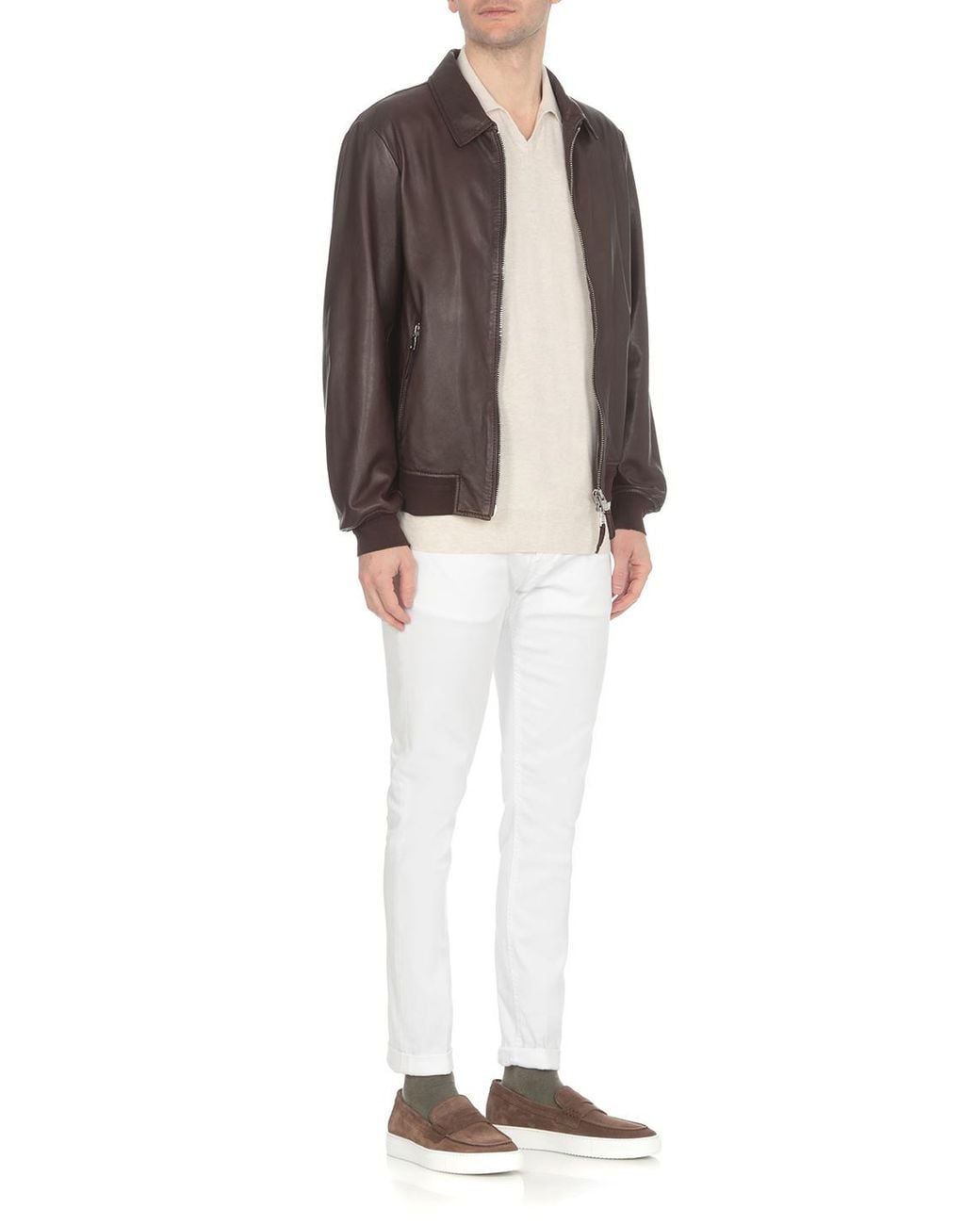 Dondup White Low-Rise Slim-Fit Jeans for men