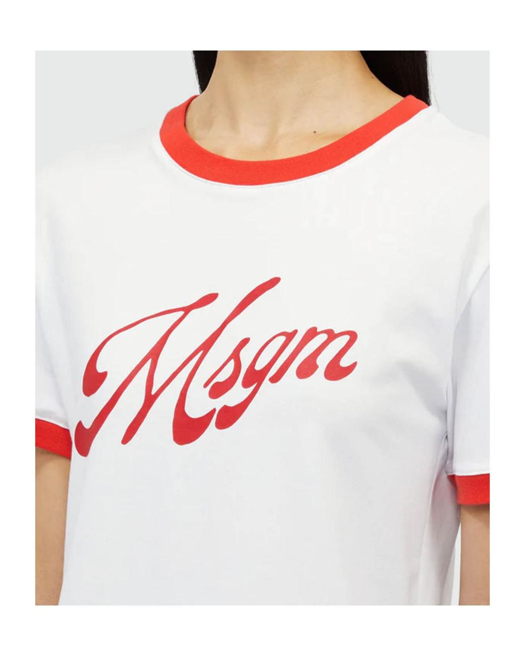 MSGM White Logo Printed T-Shirt