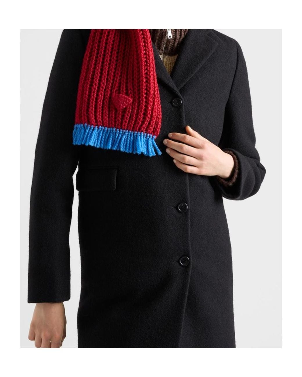 Prada Black Single-Breasted Shetland Wool Coat
