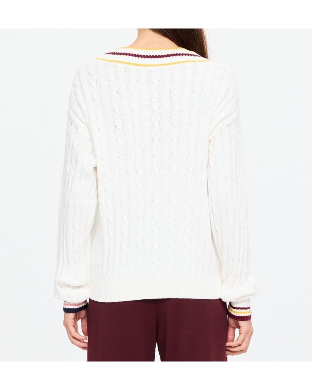 The Upside White Josette V-Neck Knitted Sweater
