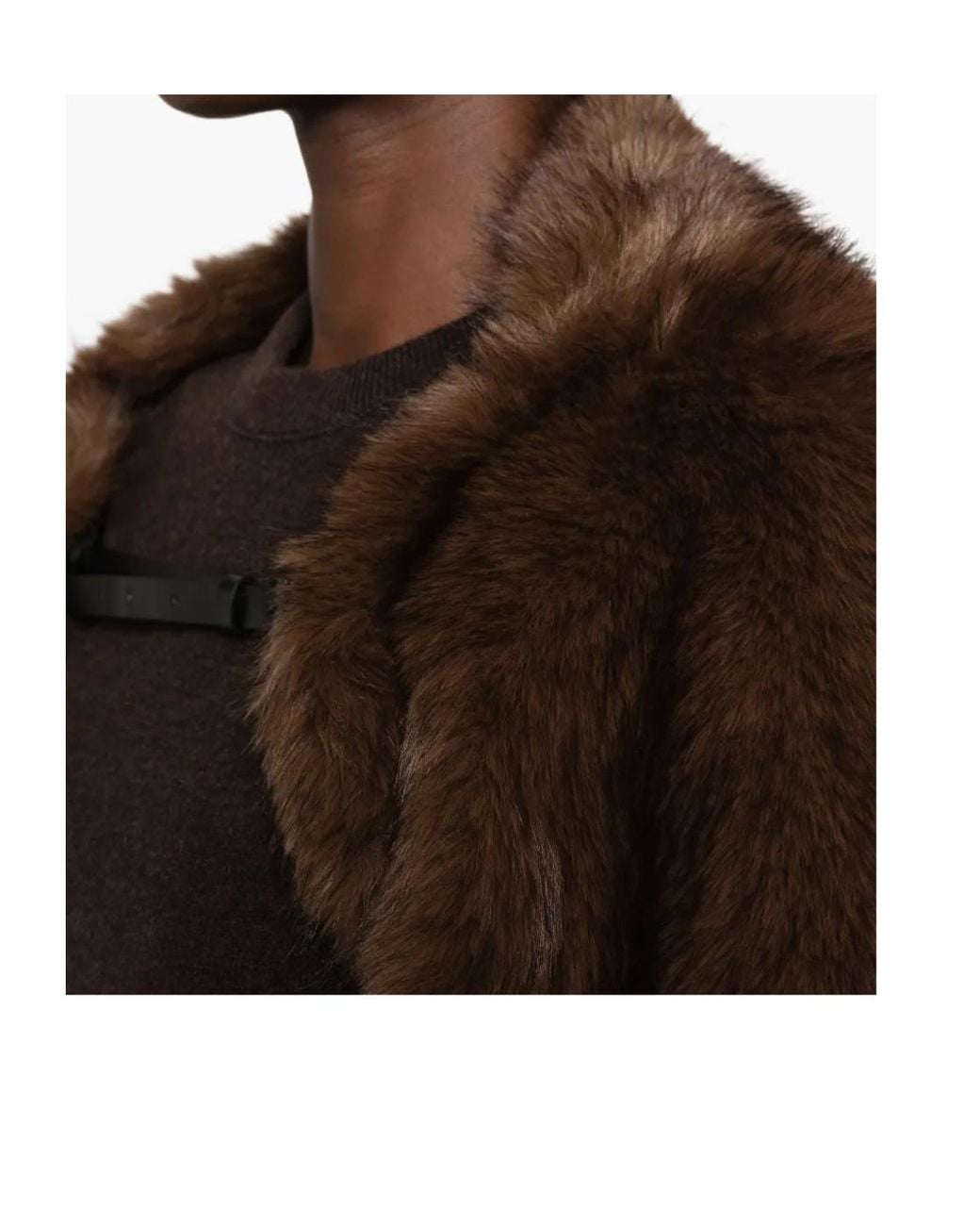 Juun.J Brown Cropped Faux Fur Coat