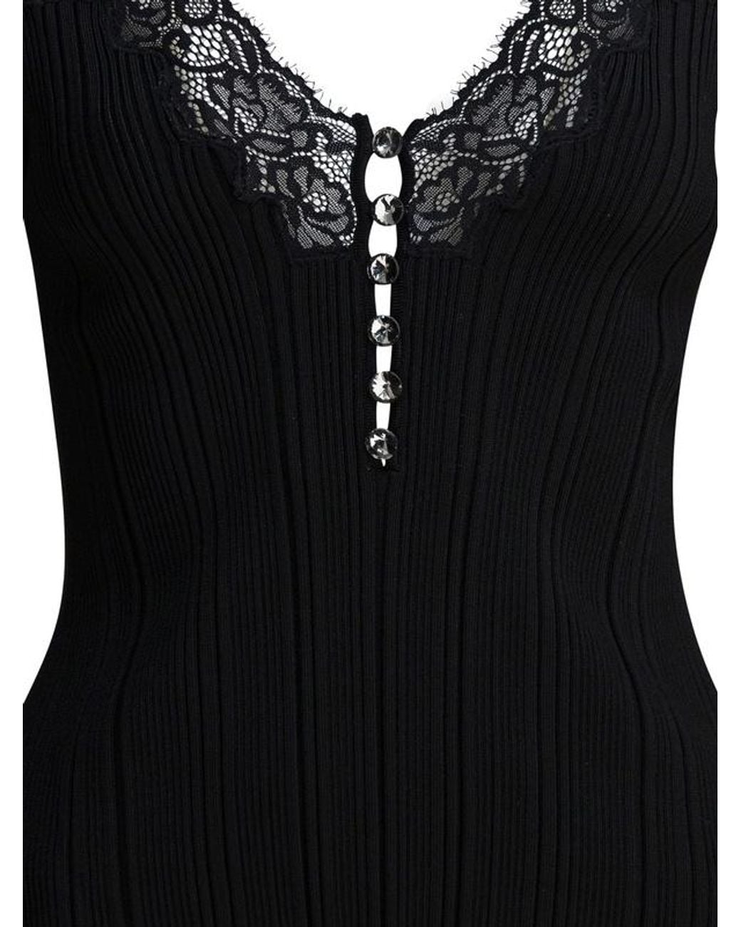 Self-Portrait Blue Lace Trim Knit Top