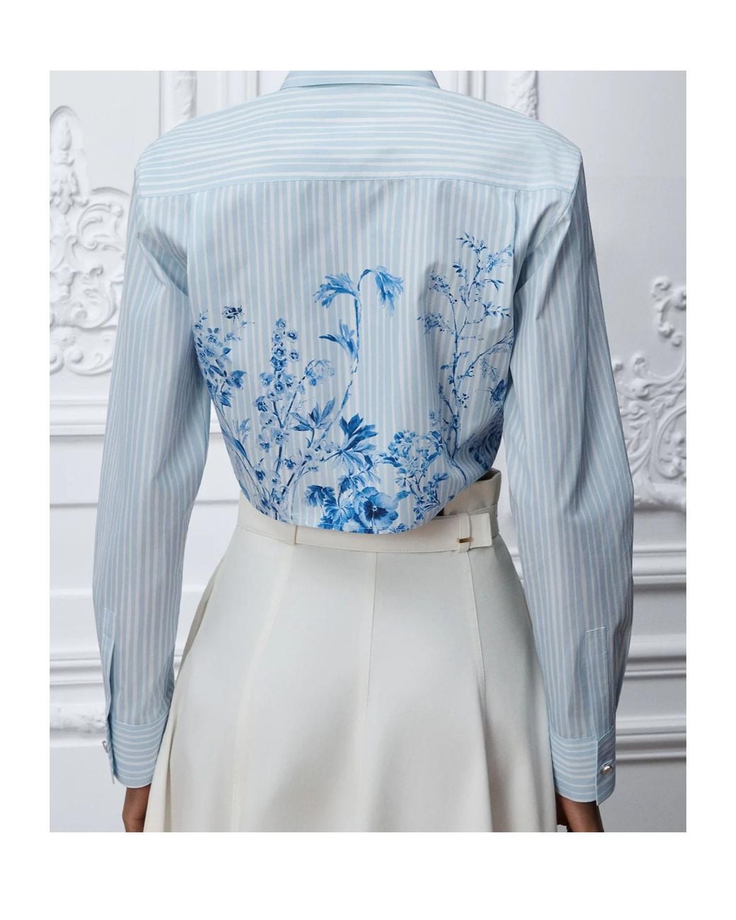 Dior Blue Iviera Tied Cropped Blouse