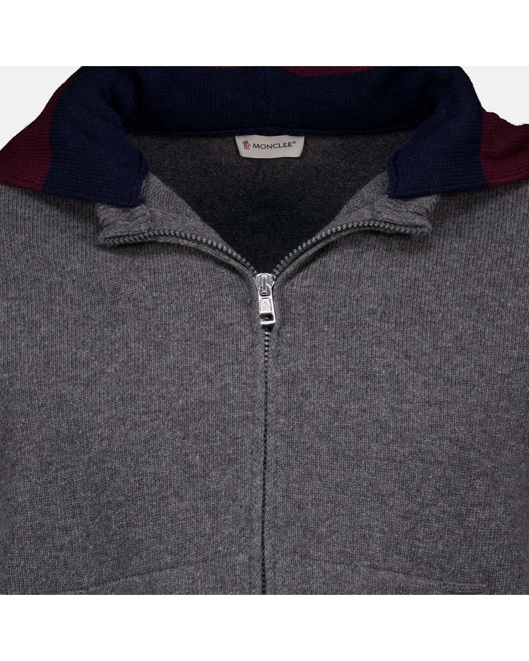 Moncler Gray Hooded Zip-Up Cardigan for men