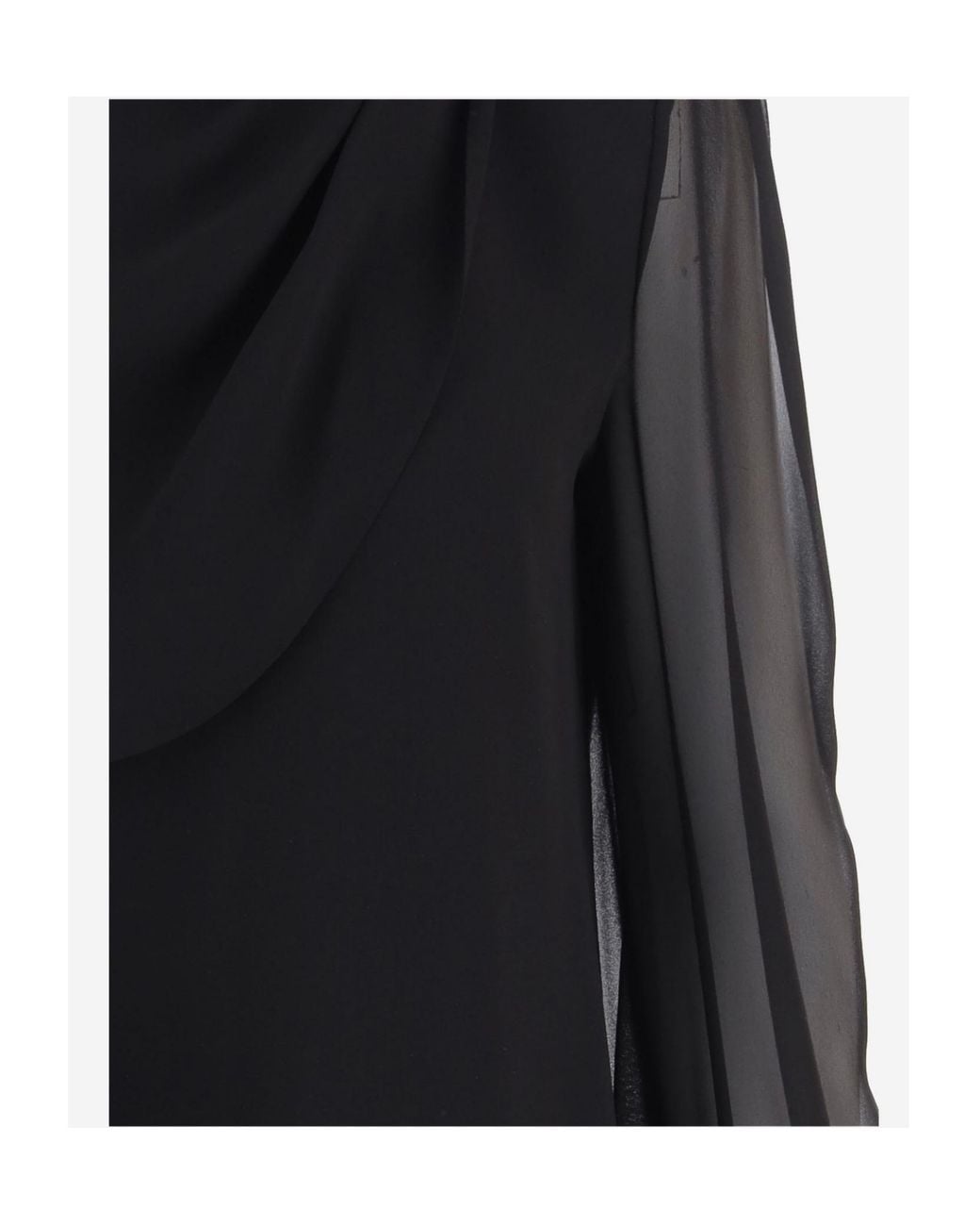 Valentino Blue Draped High Neck Long-Sleeved Dress