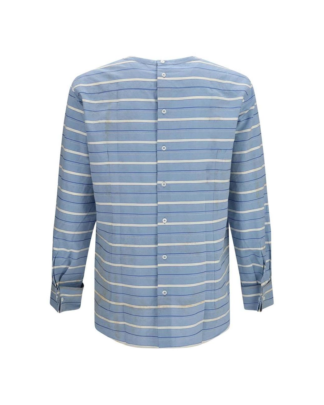 Prada Blue Long-Sleeved Striped T-Shirt for men