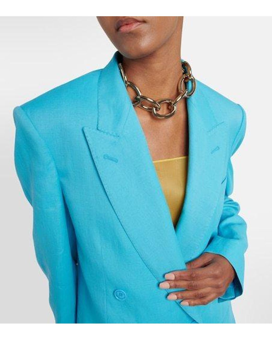 Stella McCartney Blue Double-Breasted Twill Blazer