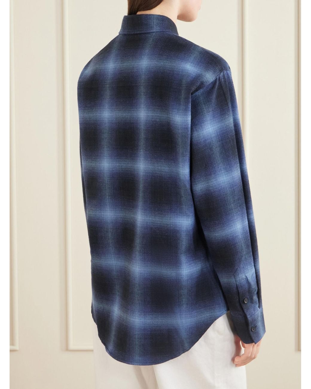 Matteau Blue Checked Cotton-Flannel Shirt