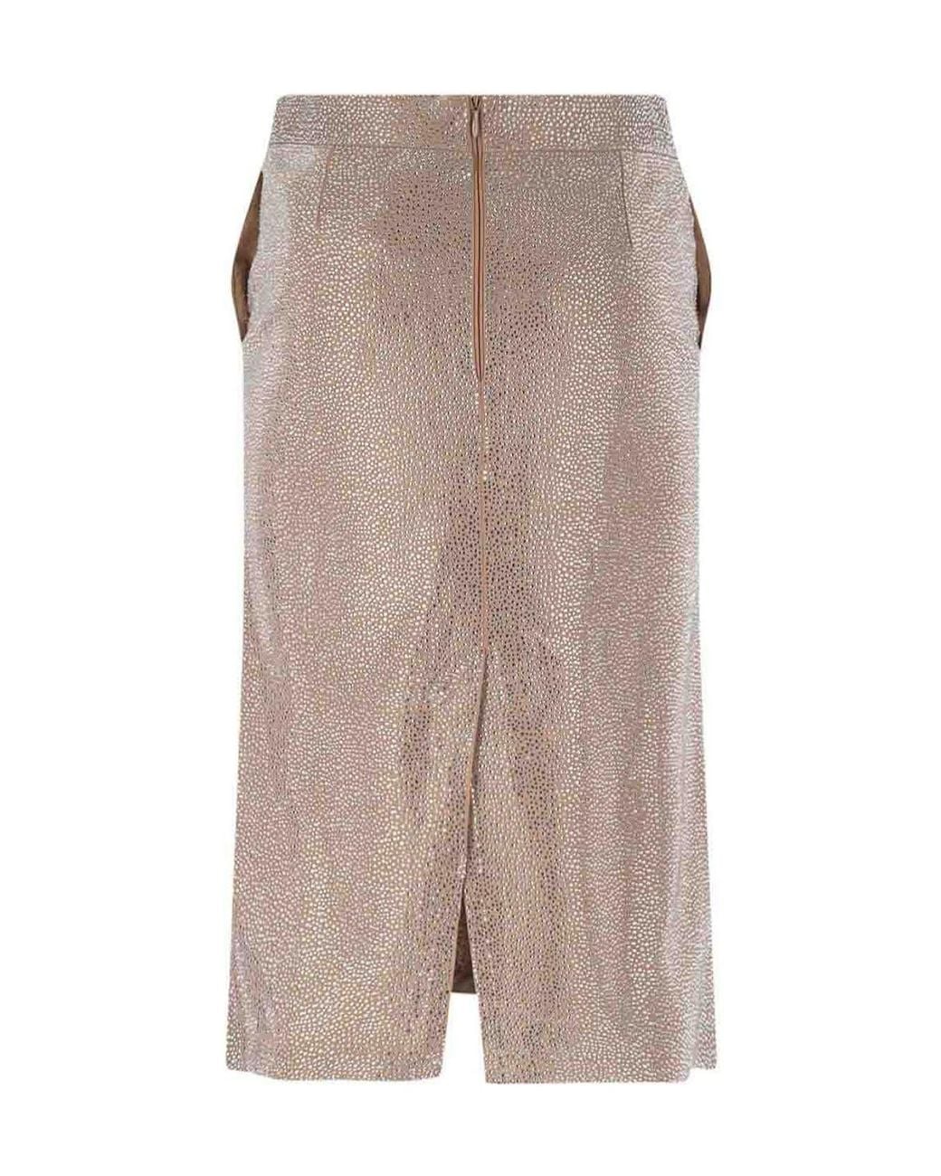 GIUSEPPE DI MORABITO Brown Crystal-Embellished Skirt