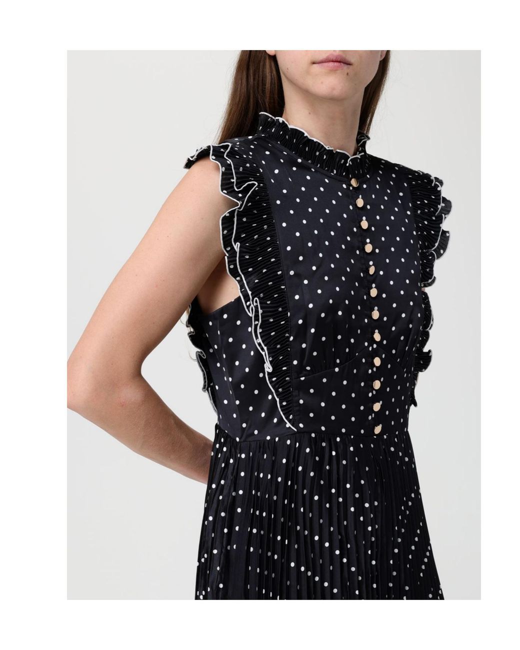 Self-Portrait Blue Ruffled Polka-Dot Maxi Dress