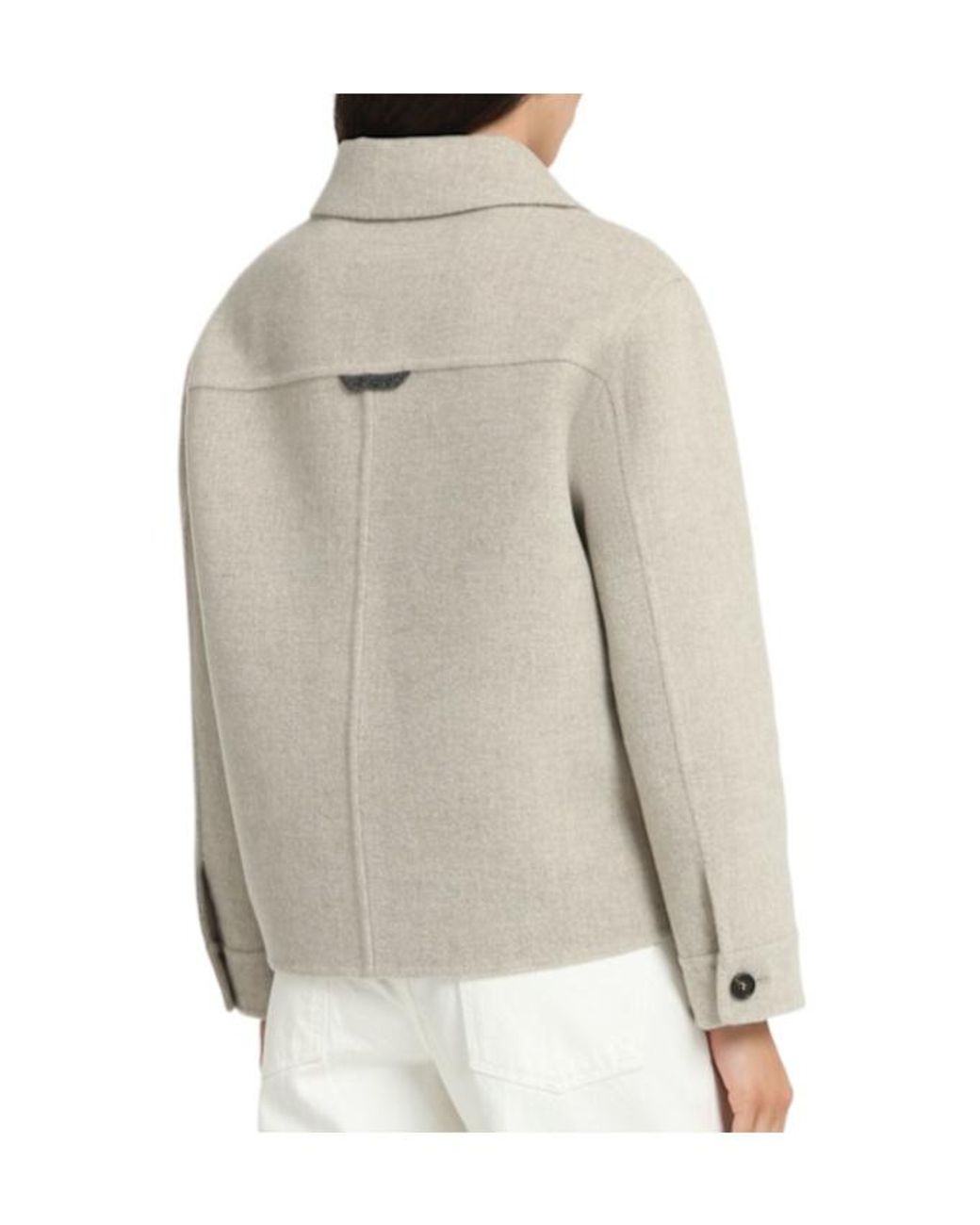 Brunello Cucinelli Natural Wool Blend Short Coat