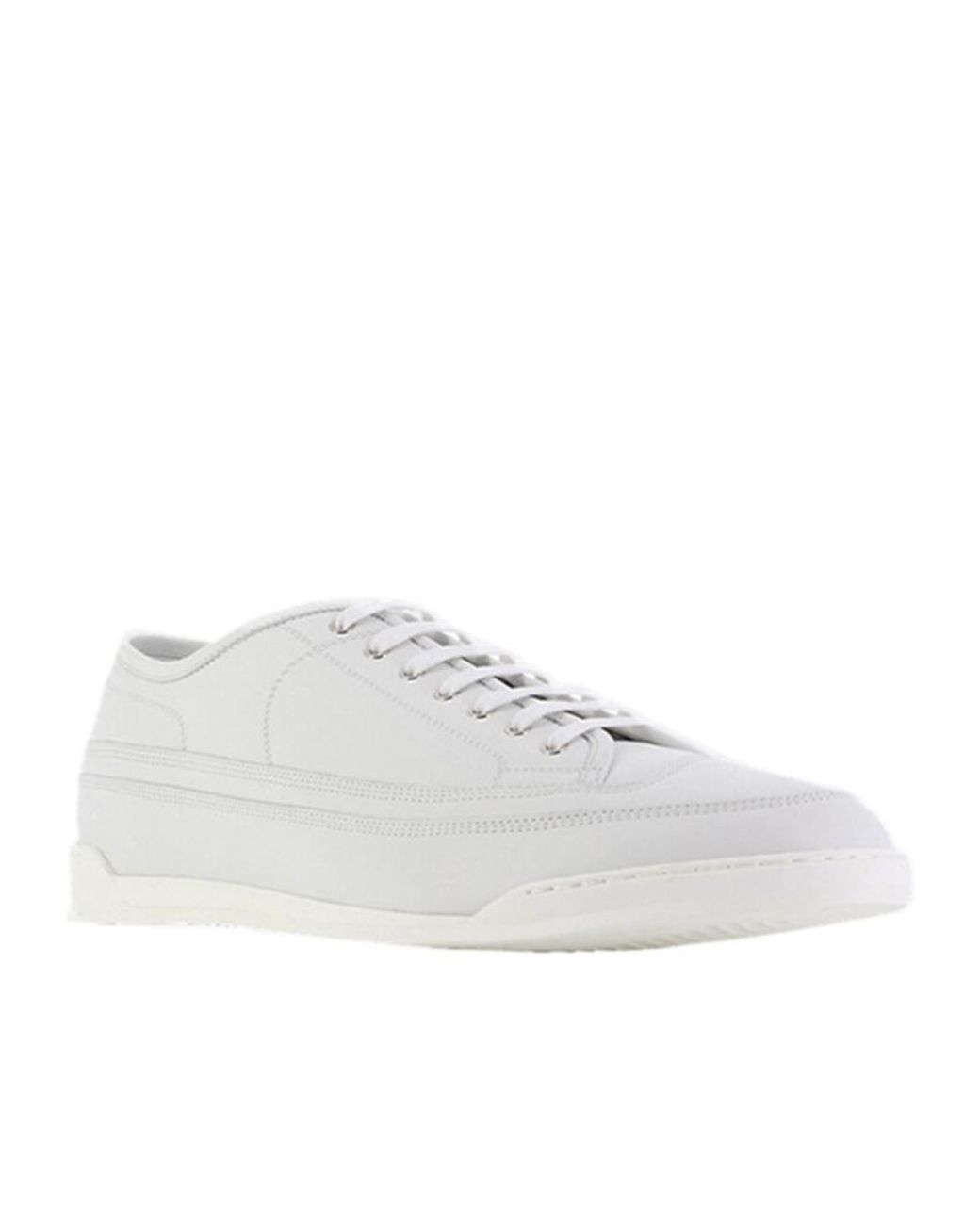John Lobb White Round Toe Lace-Up Sneakers for men