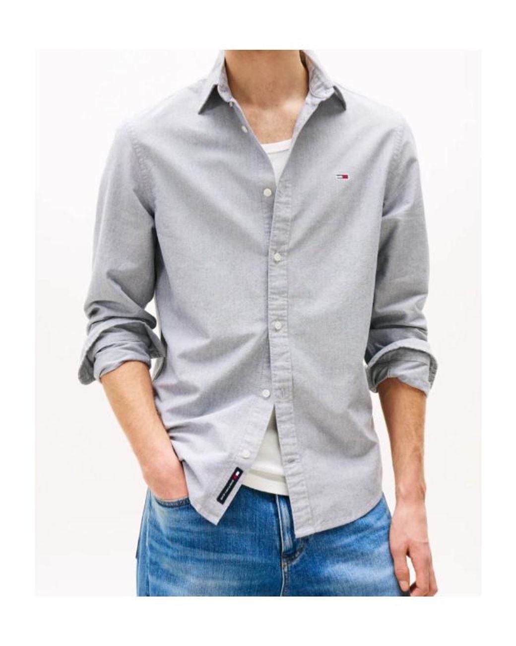 Tommy Hilfiger Blue Logo-Embroidered Shirt for men