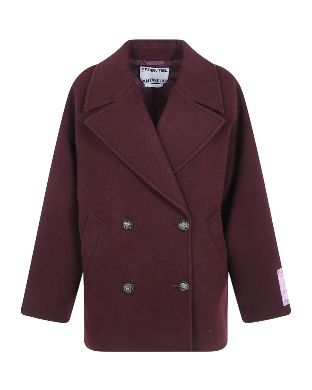 Essentiel Antwerp Purple Kidney Oversized Double-Breasted Coat