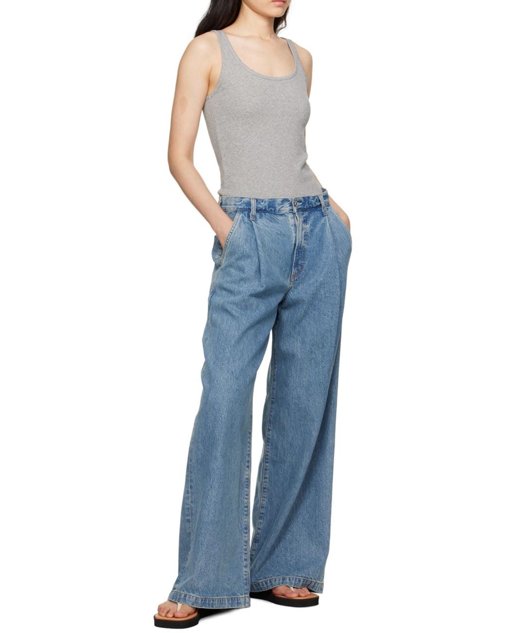 Agolde Blue Ellis Pleated Wide-Leg Jeans