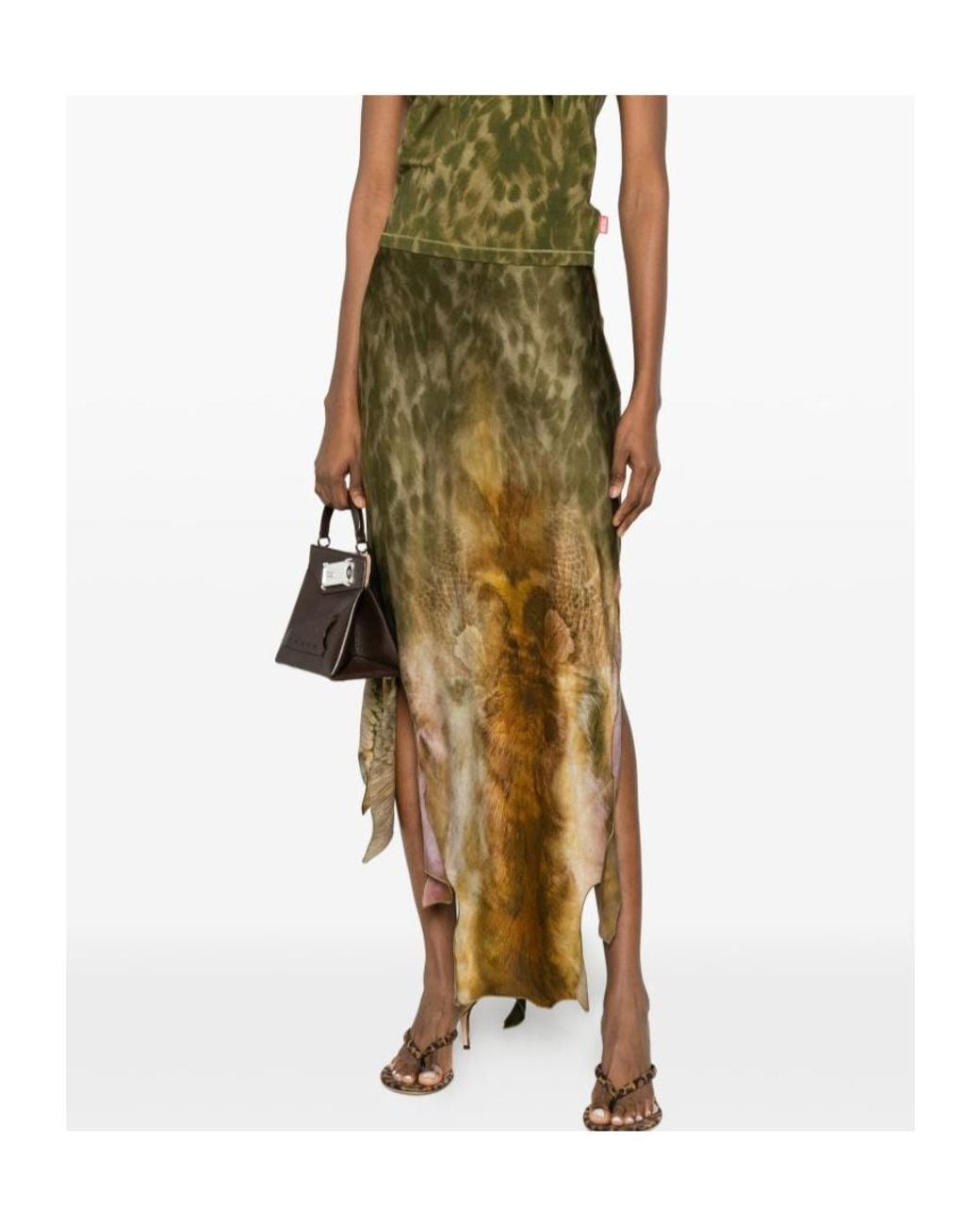 DIESEL Natural Asymmetric Animal-Print Skirt