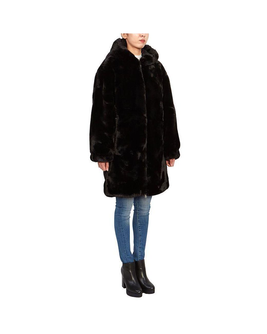 Moose Knuckles Black Faux-Fur Hooded Coat