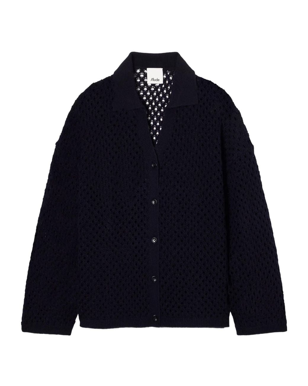 Allude Blue Openwork Knit Cardigan