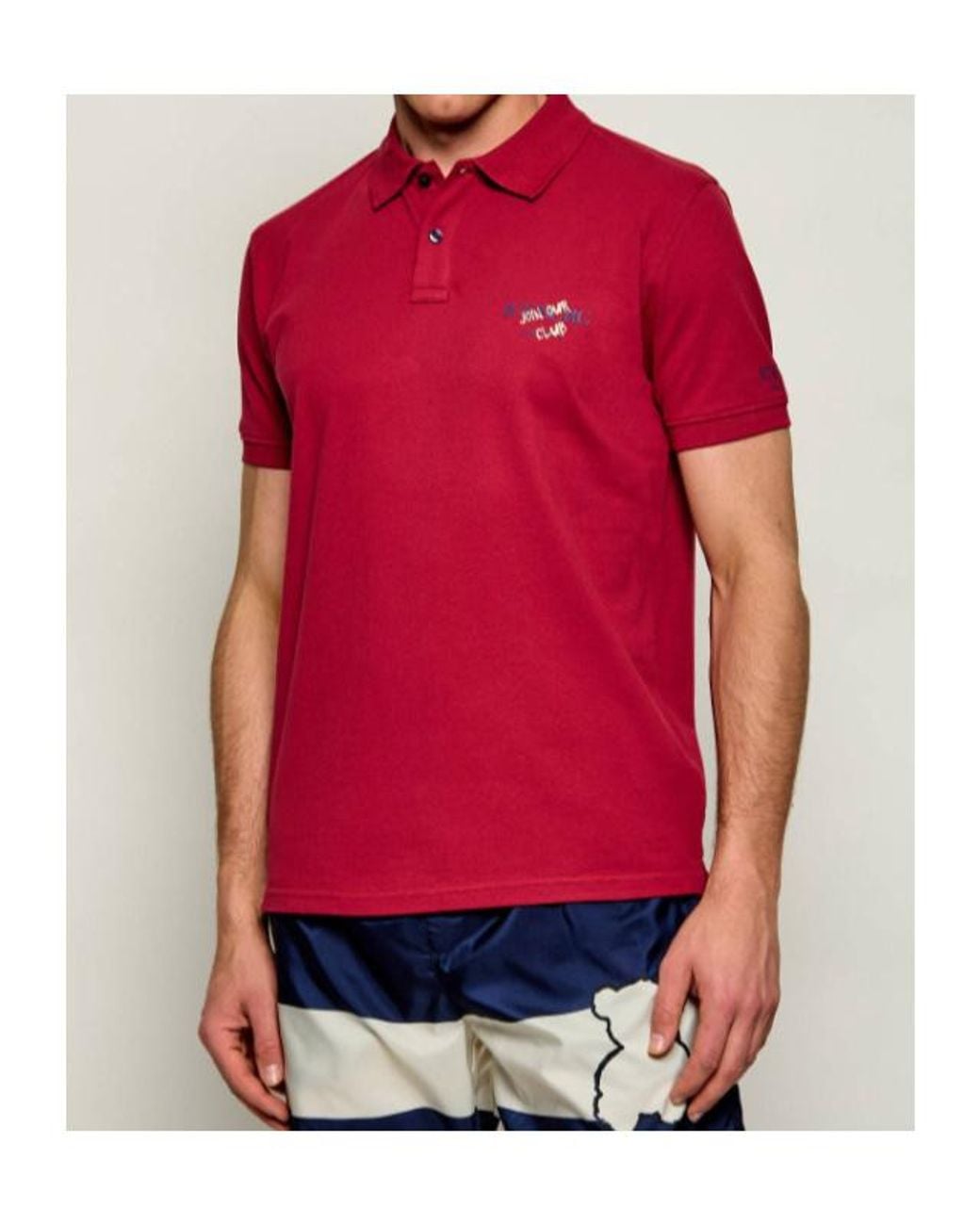 Iceberg Red Logo Piqué Polo Shirt for men