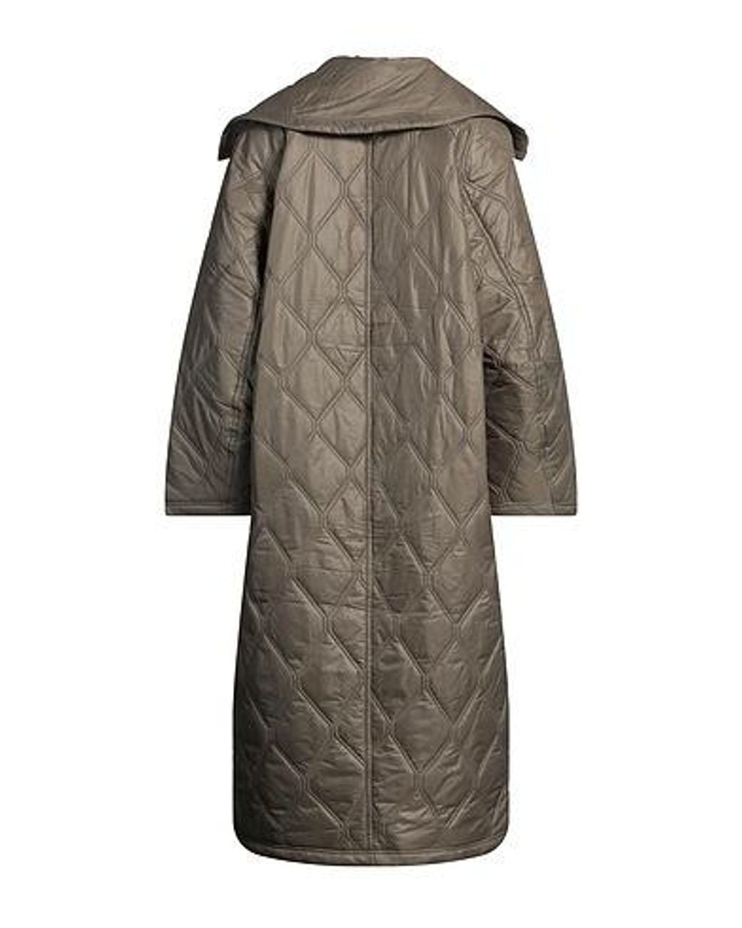 Ganni Gray Thickened Long Trench Coat