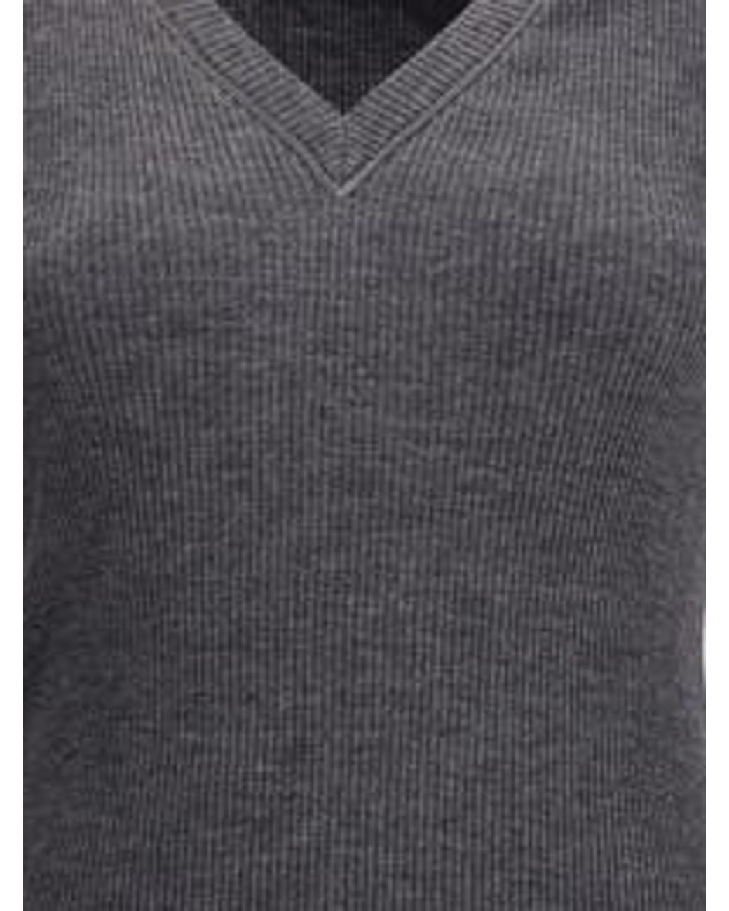 Brunello Cucinelli Blue Shiny Trim Ribbed Top