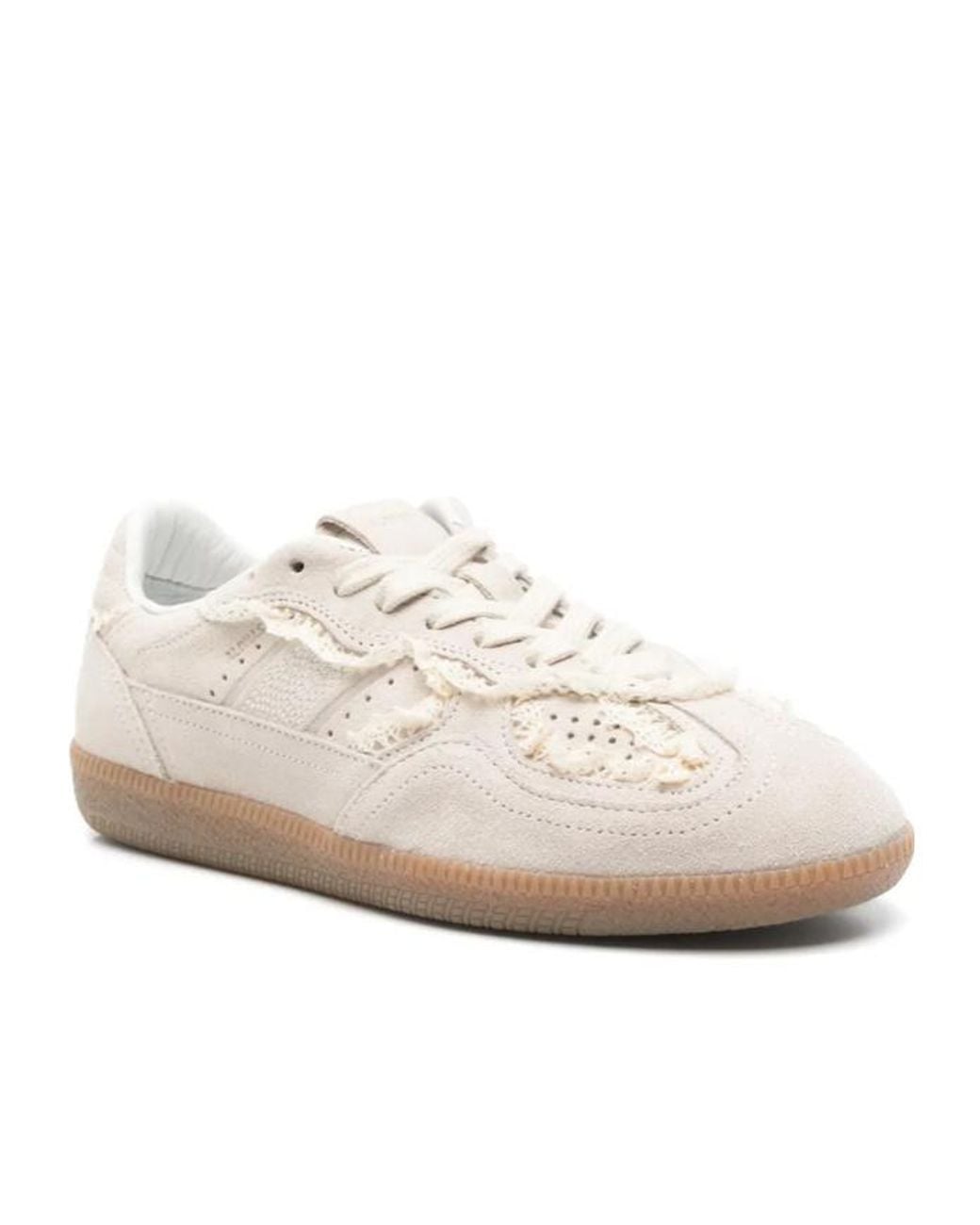 Alohas White Crochet Trim Lace-Up Sneakers
