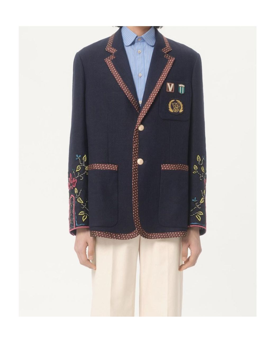 Valentino Blue Lapel Long-Sleeved Suit Jacket for men